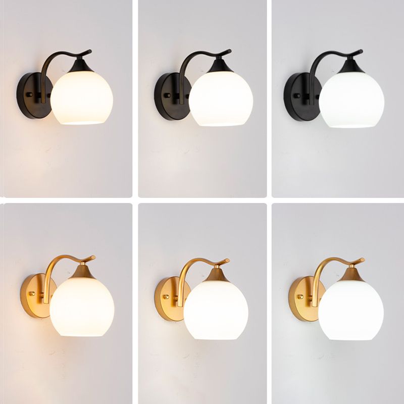 Bedroom Nordic Simple Sconce Light Fixtures 1 Bulb Glass Sphere Wall Mounted Lighting