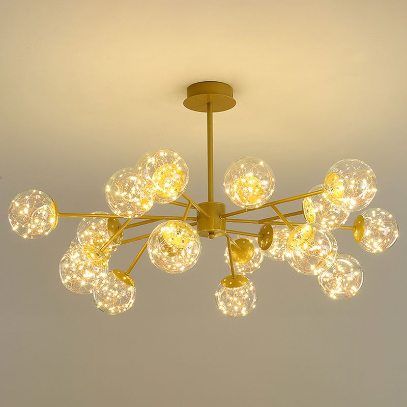 Modern Globe Pendant Chandelier Glass 18 Lights Chandelier for Living Room