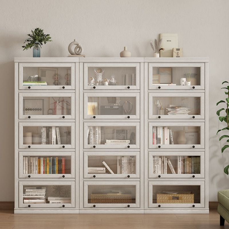 Wooden Standard Bookshelf Contemporary White Bookcase with Doors