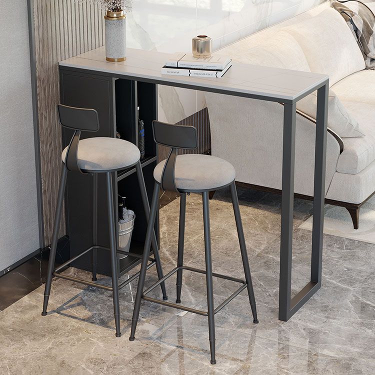 Industrial Style Bar Table Set 1/2/3 Pieces Stone Rectangle Fixed Bistro Set