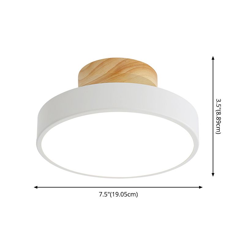 Plafoniera LED Macaron moderna e alla moda, circolare in legno, da incasso, con paralume in acrilico