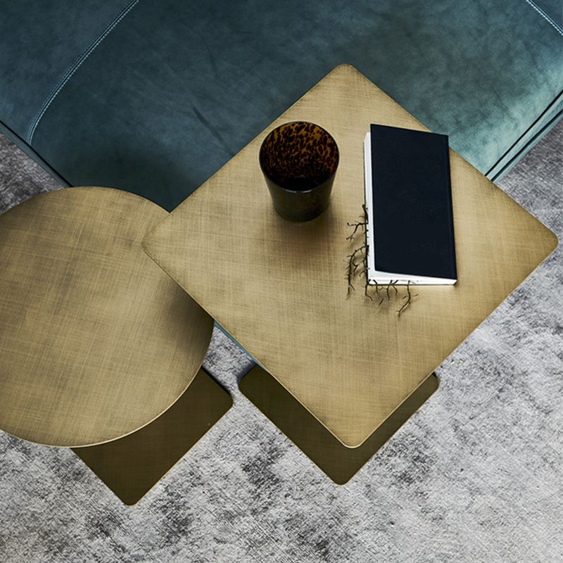Modern Style Round/square Metal Table with Square Base Coffee Table