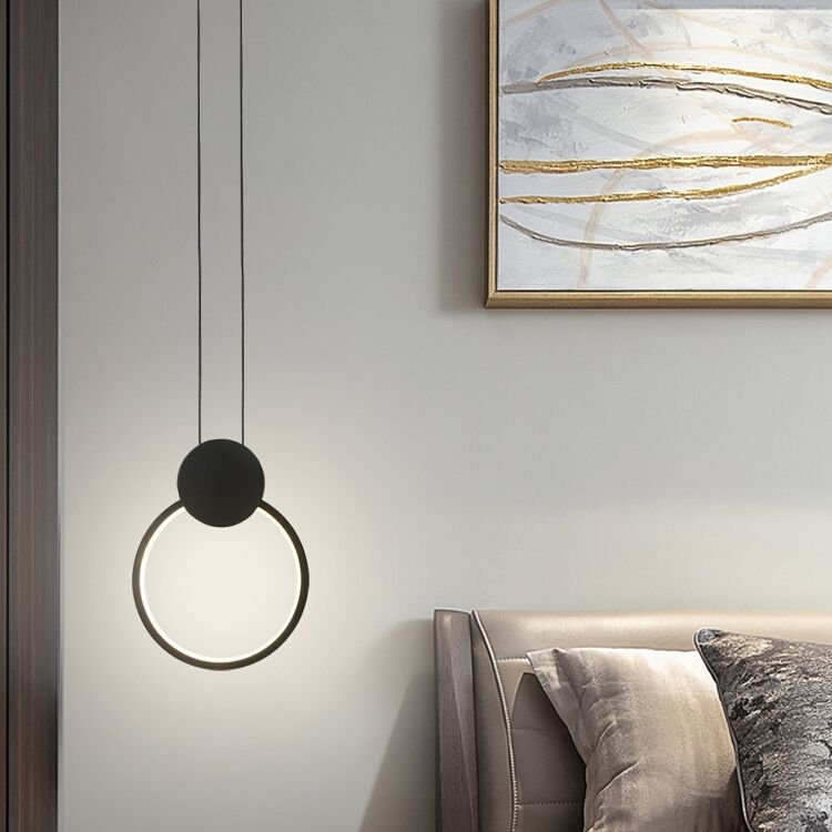 Silicone Black Led hangende lamp in moderne artistieke stijl aluminium lineaire hanglamp voor slaapkamer