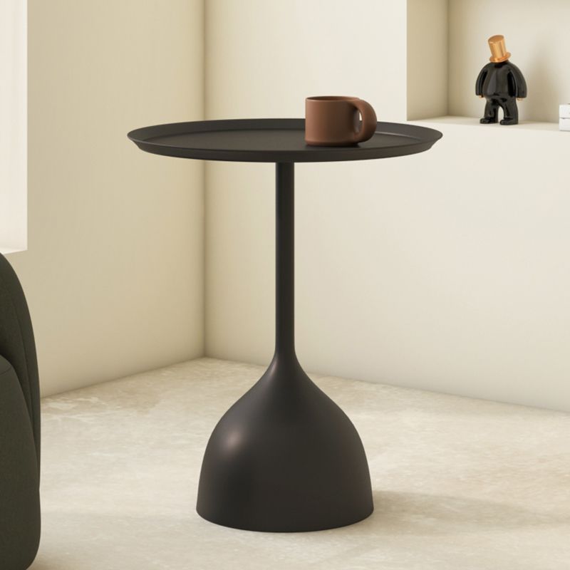 Mid-Century Round Tray Top Side Table 23.62" Tall Metal Pedestal End Table
