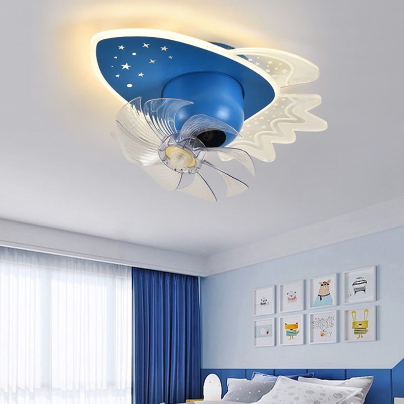 Cartoon LED Plafond lampe à fans à 360 degrés Rotatif pour enfants SEMI SEMI MOUR MONT