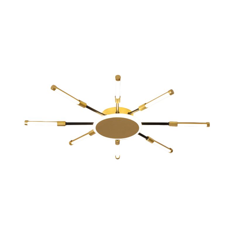 Gold Sputnik Semi Mount Lighting Minimalist LED Aluminum Ceiling Lamp in Warm/White Light, 23.5"/39" W