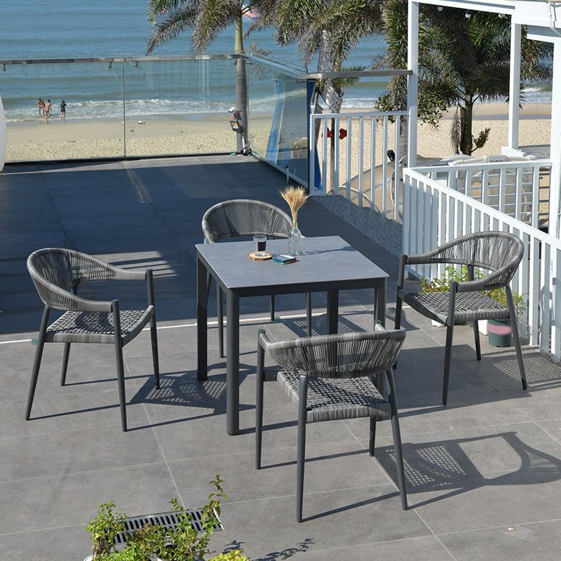 Boho Wicker Dining Set 1/3/5/7 Pcs Light Gray Dining Table Set