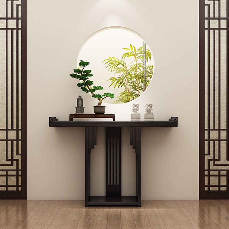 Pine Rectangle Console Table Mid-Century Modern 12" W Accent Table for Hall