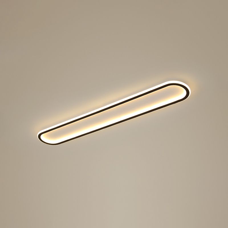 Lámpara de techo Led oblonga acrílica, montaje empotrado, minimalismo, acabado negro, montaje empotrado para pasillo