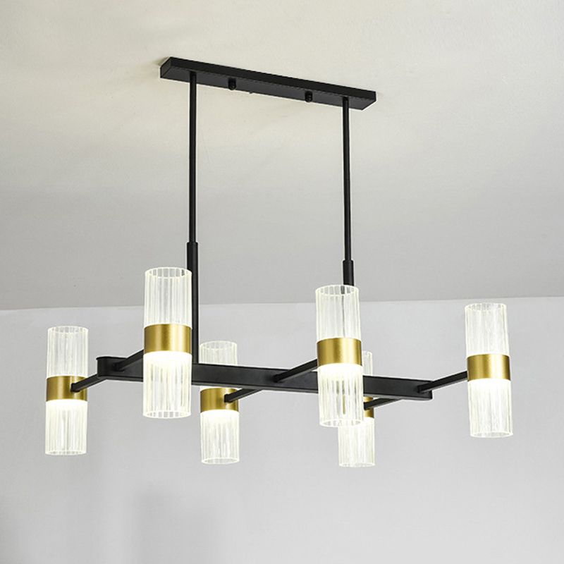 Metal Cylinder Island Pendant Modern Multiple-Light Island Lighting in Kitchen