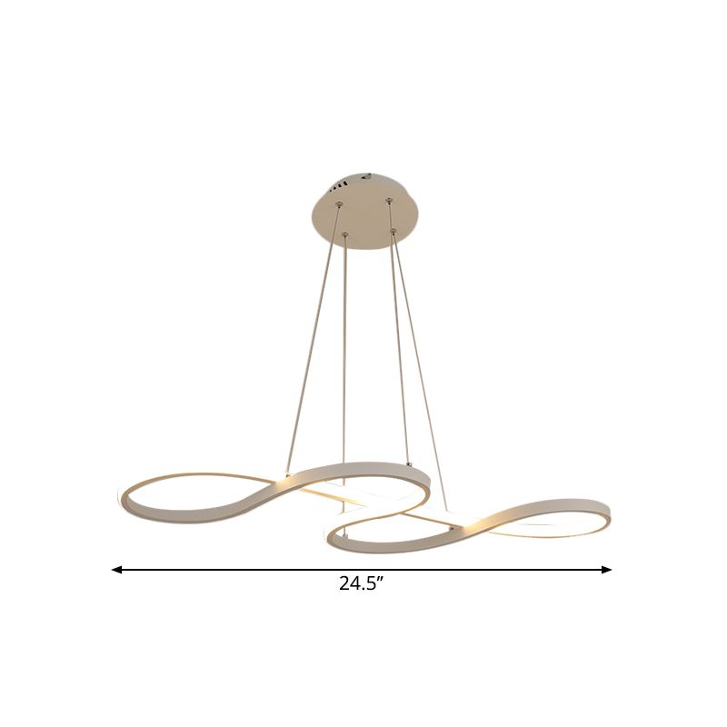 Metallic Twining Chandelier Lamp Simplicity Black/White/Gold LED Pendant Lighting Fixture in Warm/White Light