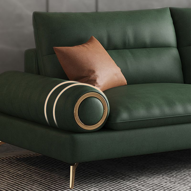 Faux Leather Contemporary Rolled Arm Sofa Standard Sofa with Sewn Pillow Back