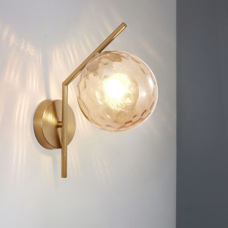 Simplicity 1-Bulb Sconce Light Living Room Glass Ball Wall Light Fixture