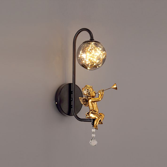 Lámpara esférica liviana nórdica estilo creativo de vidrio 1 apliques de luz con modelo de ángulo