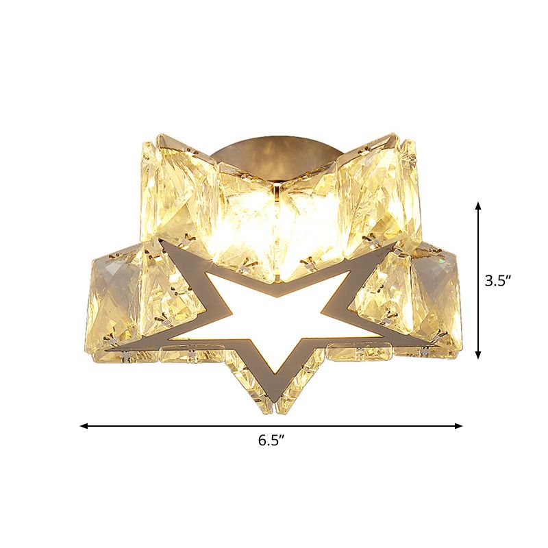 Star-Shaped Flush Mount Light Contemporary Clear Crystal 6.5"/10" W LED Corridor Close to Ceiling Lamp