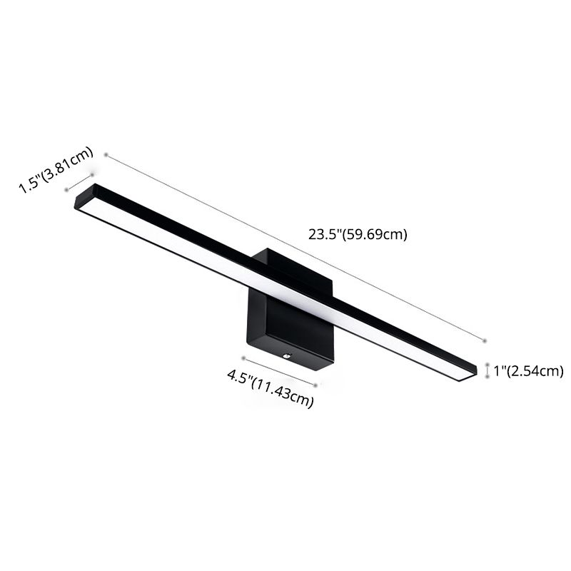 1-licht lineaire wandwandeling moderne eenvoudige stijl spiegelmuurverlichting in zwart