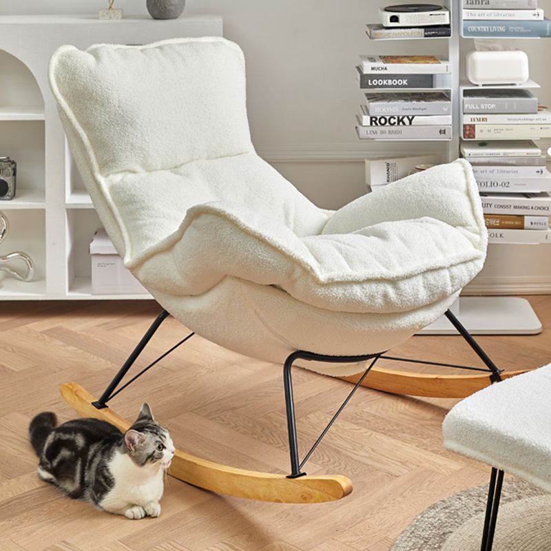 High Back Rocking Chair Ergonomic with Padded Seat Rocker Chair  with Ottoman