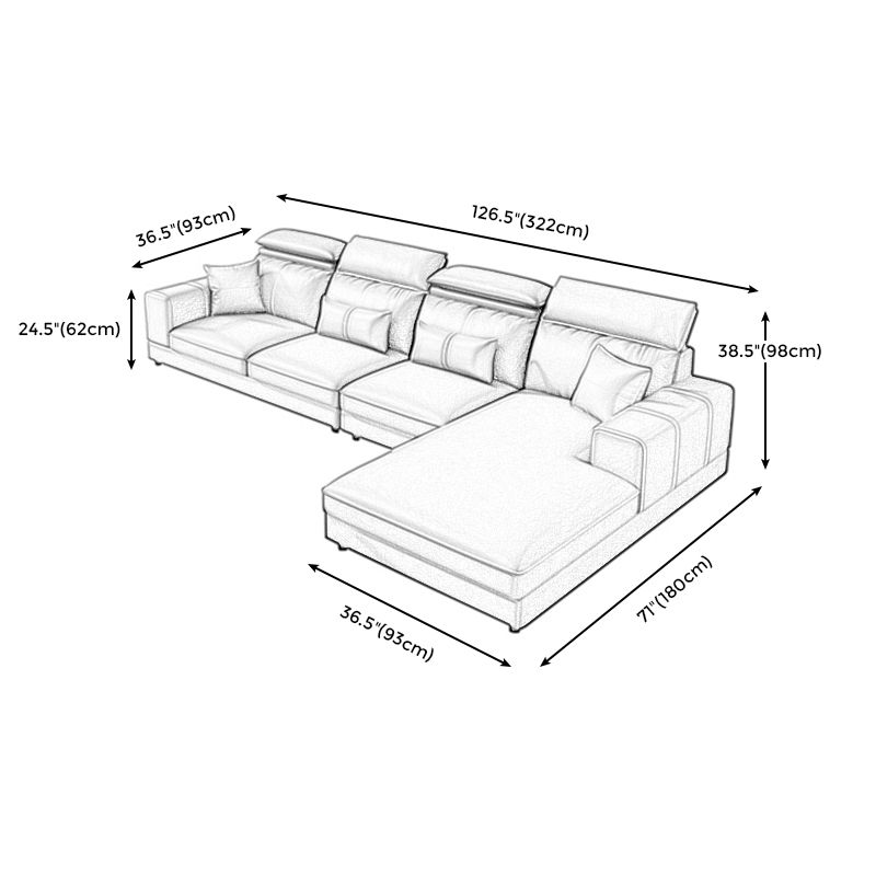 L-Shape Faux Leather Square Arm High Back Sectional with Stain-Resistant