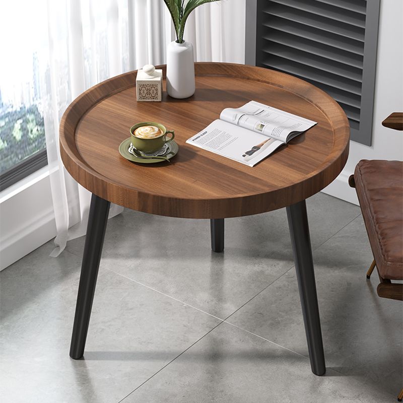 Transitional Round Tray Top Side Table Wood Tripod End Table for Living Room