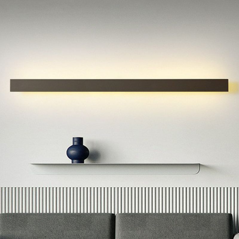 Aluminium lineair gevormde LED -muurverlichting Hedendaagse zwarte sconce verlichtingsarmatuur voor woonkamer