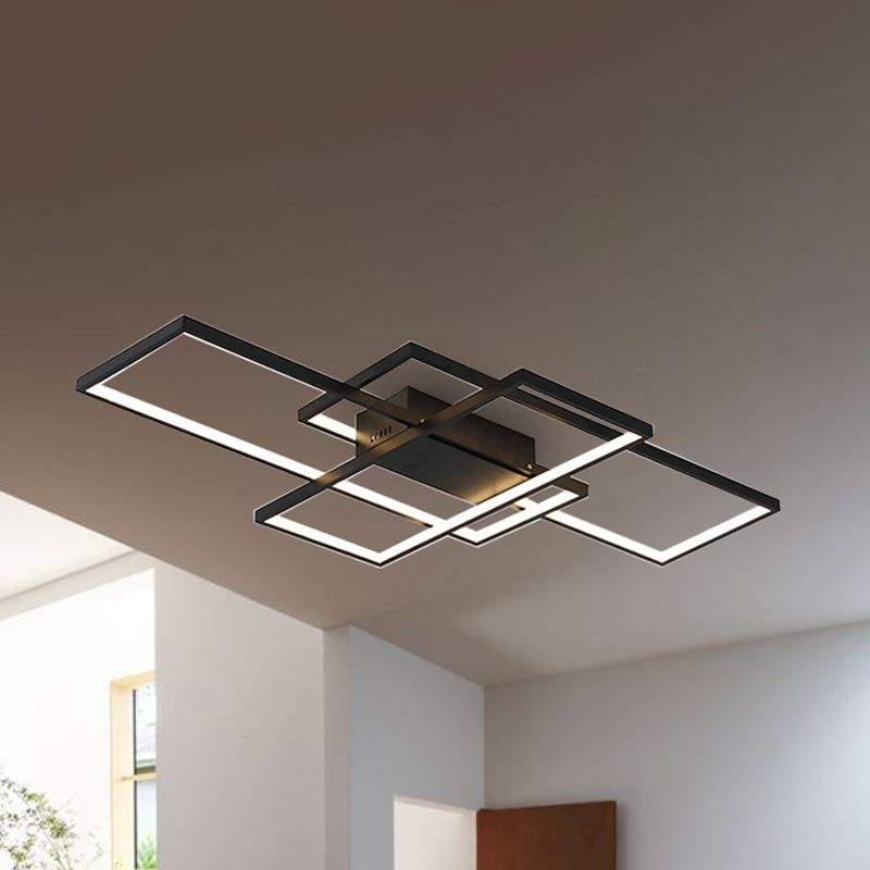 33.5"/41" Wide Traverse Flush Ceiling Light Contemporary Acrylic LED Black/White Flushmount Lighting in Warm/White/Natural Light