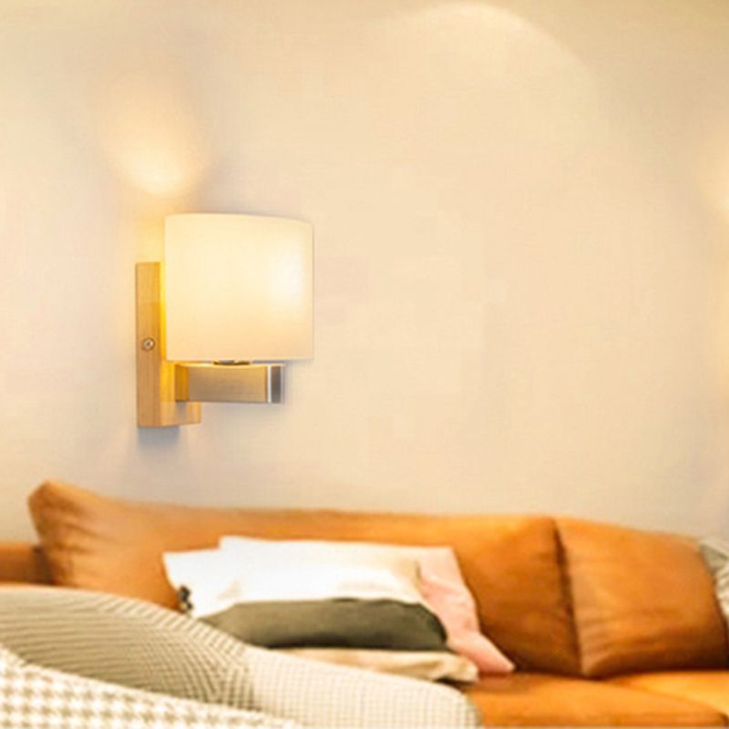 Wood Rectangular Sconce Lights Modern Style 1 Light Wall Lighting Fixtures