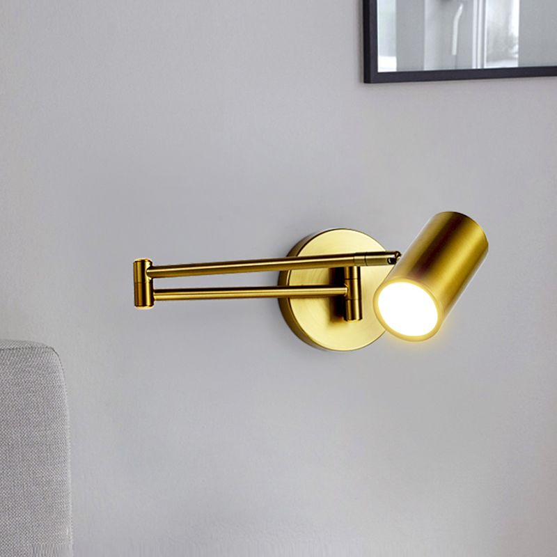 1 Light Swing Arm Flush Mount Wall Sconce Simplicity Metal Wall Mount Lamp