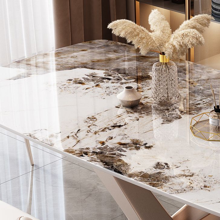 Rectangle Dining Table Set 1/5/7 Pcs Stone Dining Table with Upholstered Chairs