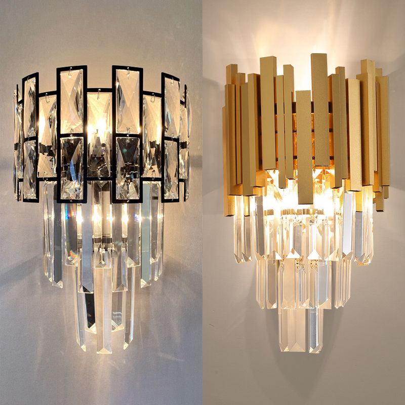 Lampade a sconde di cristallo in stile moderno a strati multi -luci a strati di montaggio a parete trasparente