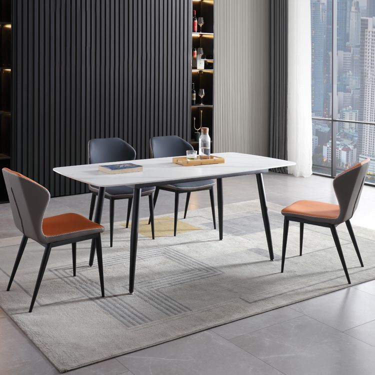 Contemporary Table Set with Sintered Stone Table and Upholstered Chairs