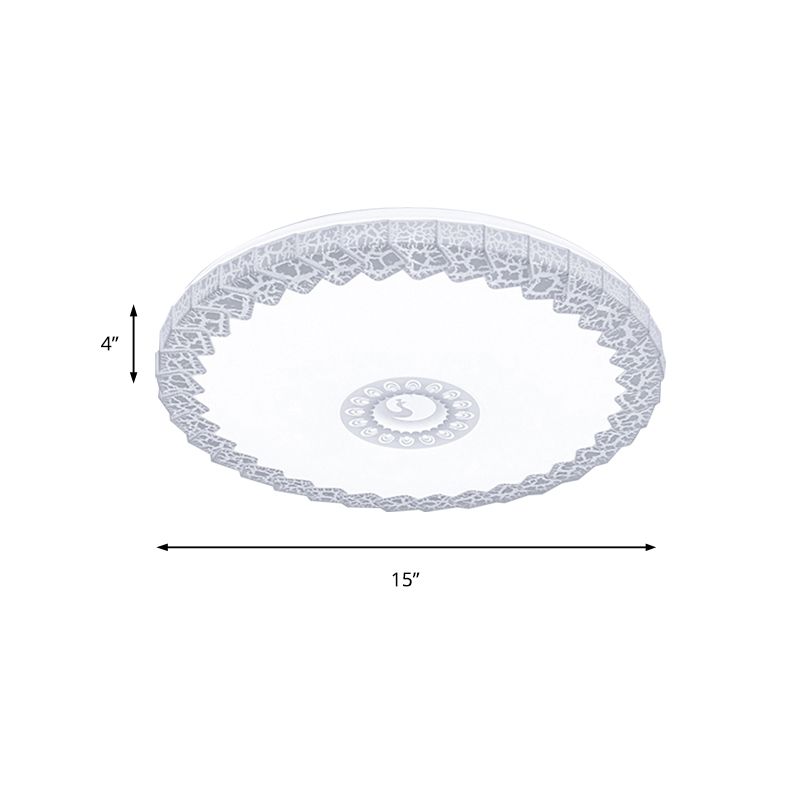 Plafonnier LED minimaliste avec abat-jour en acrylique blanc/bleu/or, plafonnier circulaire craquelé pour chambre à coucher en blanc chaud/blanc, 38,1 cm/48,3 cm de large.
