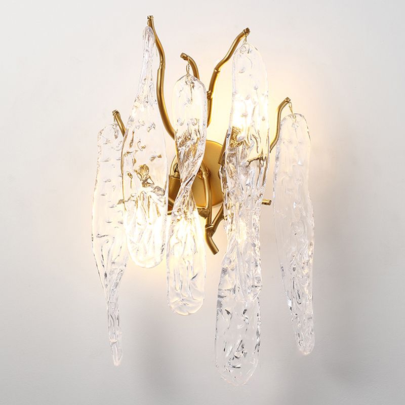 Postmodern Style Crystal Wall Light Branch Shape 10" Wide Wall Sconce for Living Room