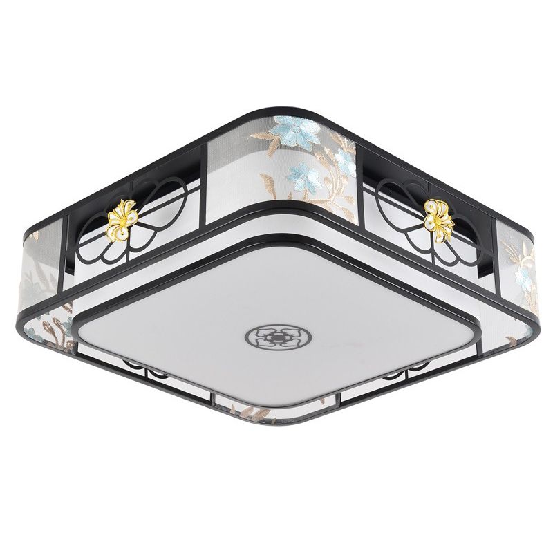 Geometrische Flush Mount Lighting Stoff Traditionelle Chinesische stil Flush Ceiling Licht-Leuchten für Schlafzimmer