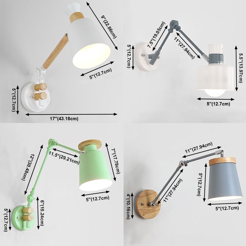 Geometric Shade Swing Arm Wall Lighting Modern Style Metal 1 Light Sconce Lamp