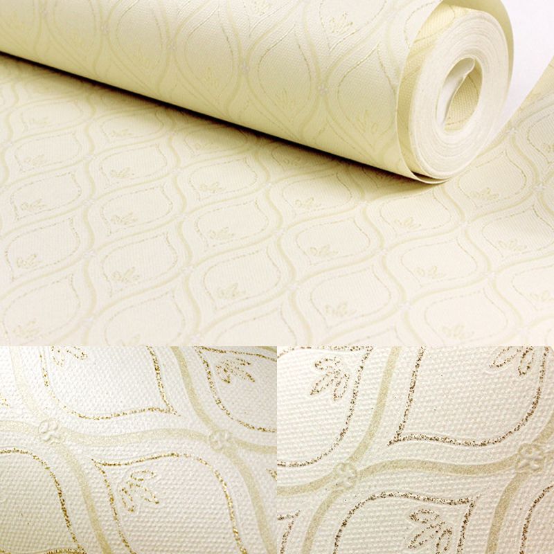 Contemporary Ogee Wallpaper Roll Light-Color Geometrical Wall Art for Living Room