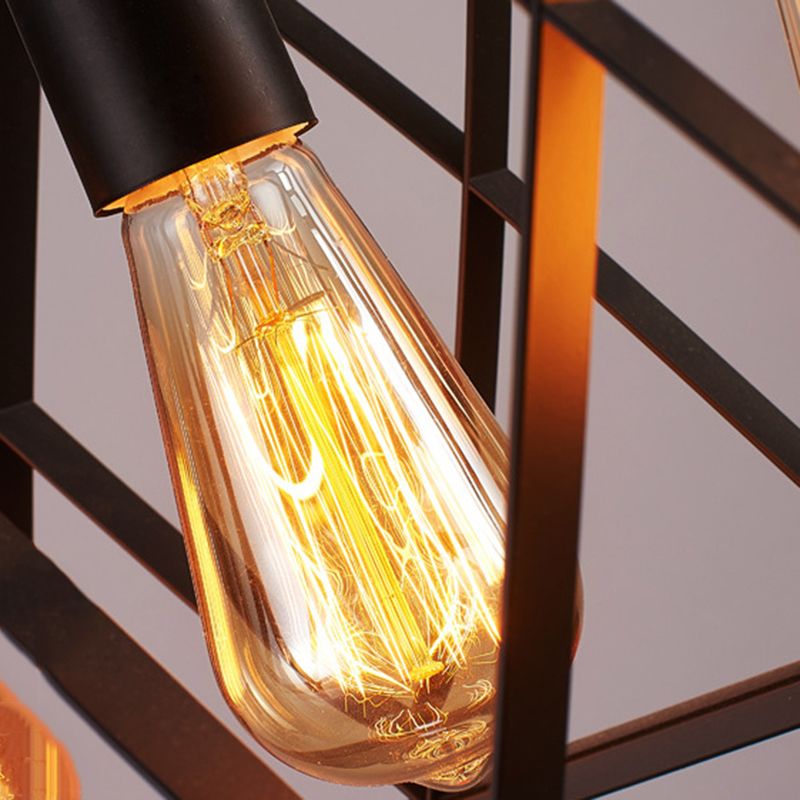 Metal Island Lighting Fixture Style Rectángulo Black Rectange Restaurant Light Hanging Island Light