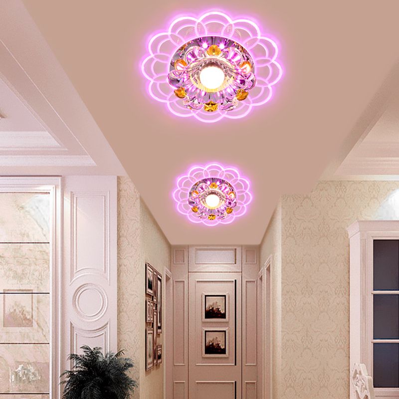 LED-Kristall-Deckenleuchte, moderne Flur-Unterputz-Deckenleuchte mit Loch 2–3,5 Zoll Durchmesser