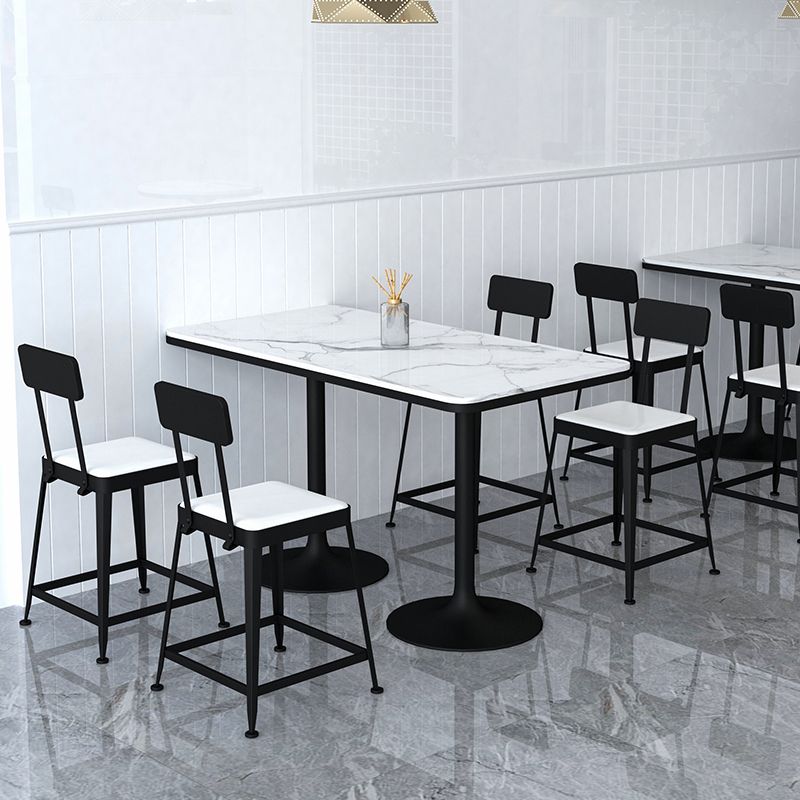 Modern Stone and Metal Dinette Set 1/2/5 Pieces White Table Set for Coffee Shop