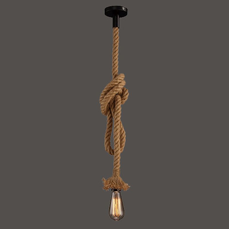 Rope Beige Pendant Lighting Fixture No Bulb Industrial Style Pendant Light Kit for Restaurant