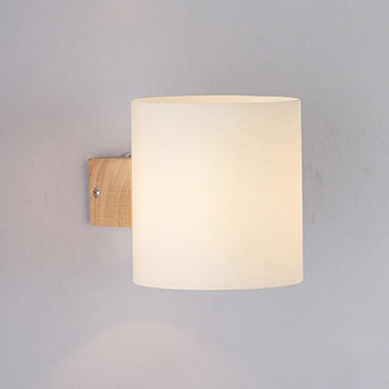 Modern Style Cylinder Shape Wall Lamp Wood Sconces Light for Bedroom