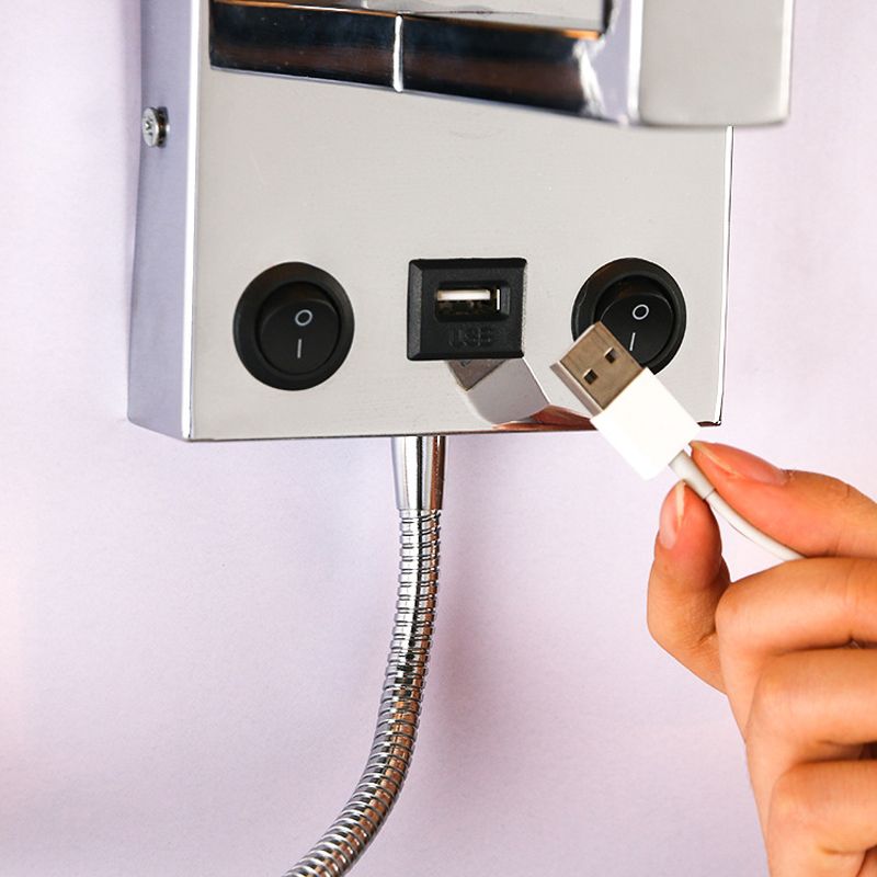 Contemporary Metal Reading Wall Light 10" Wide Wall Sconce with Natural Burlap