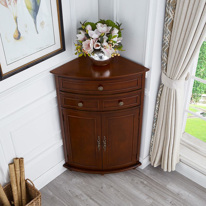 Mid-Century Modern Home Paned Cabinet Solid Wood Corner Side Cabinet