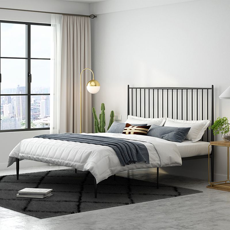 Modern Style Metal Slat Standard Bed with Rectangular Headboard
