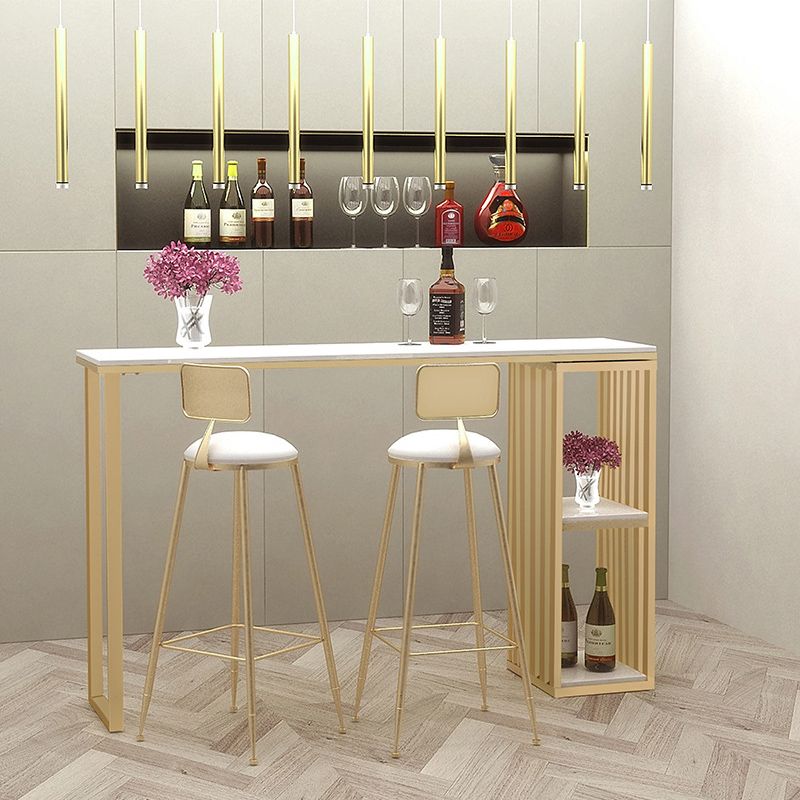 1/2/3 Piece Marble Bar Table Set Matte Finish Upholstered Bar Stool and Table Set