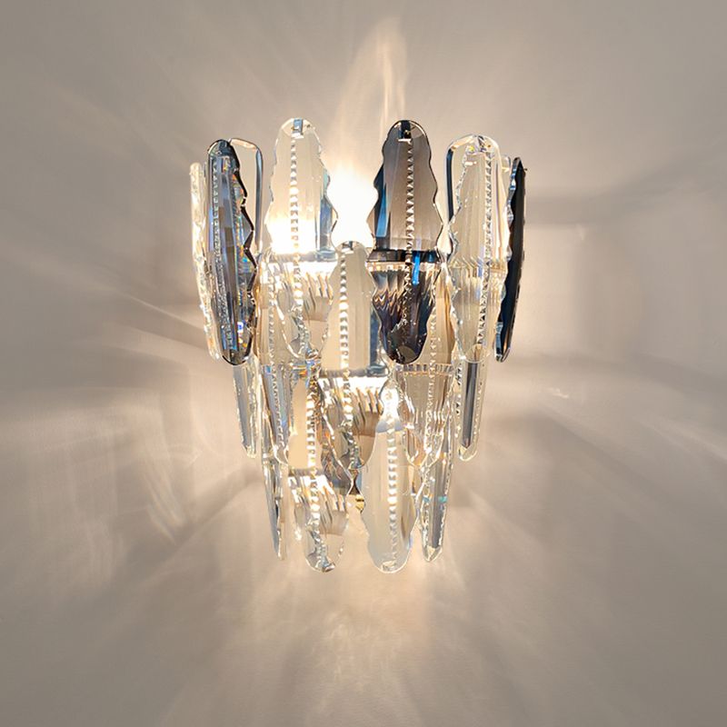 Lampade a sconde di cristallo in stile moderno a strati multi -luci a strati di montaggio a parete trasparente