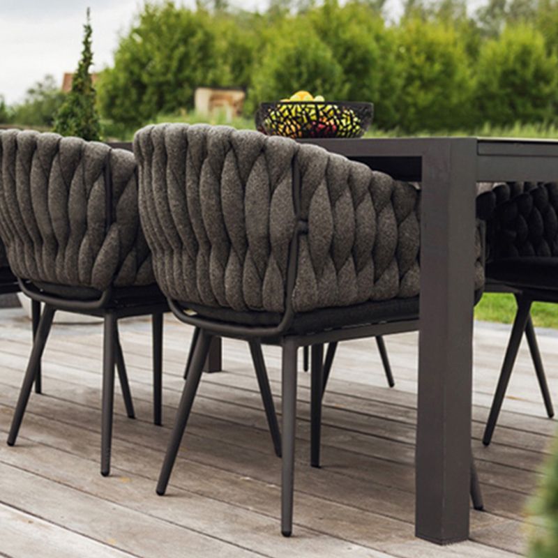 Stone/Metal Dining Table Industrial Water Resistant Table with Metal Frame