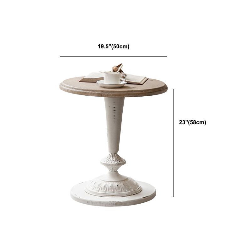 19.69 inch Wide Rustic Style Side End Table Metal Pedestal Round Sofa Side Accent Table