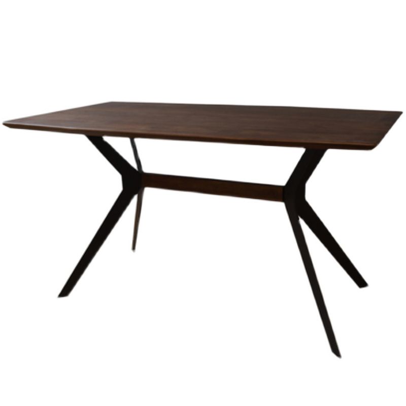 Mesa de mesa de comedor de madera maciza de estilo industrial con marco negro para uso en el hogar