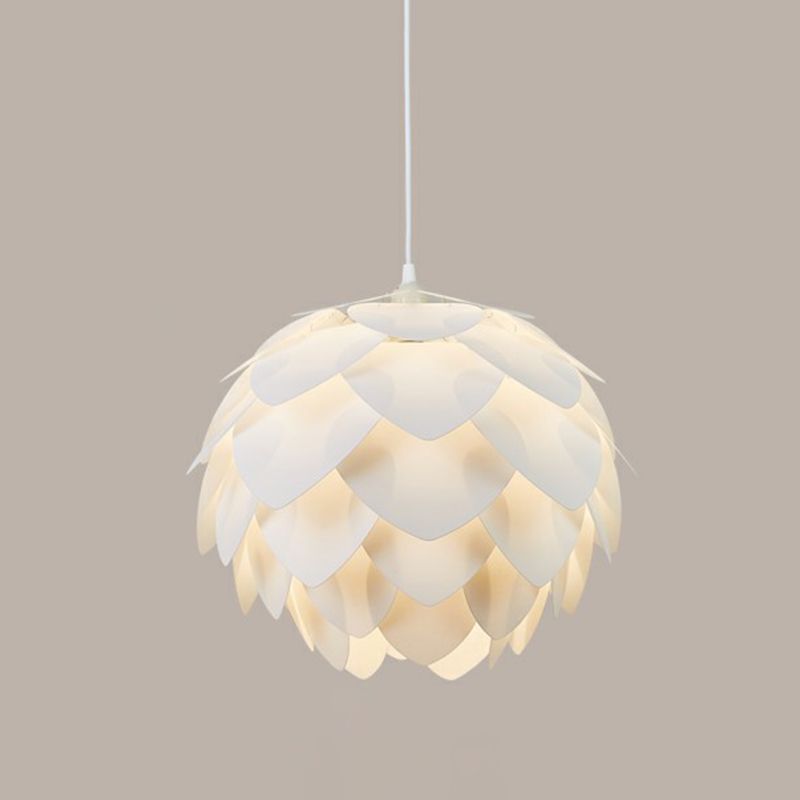 Round Shaped Ceiling Lighting Simplicity Feather Girls Bedroom Hanging Lamp in White