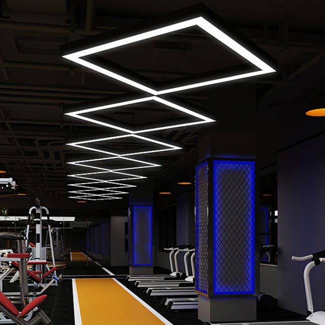 Metalen vierkante vorm hangend licht modern 1 licht spoelbevestiging verlichtingsarmaturen in zwart